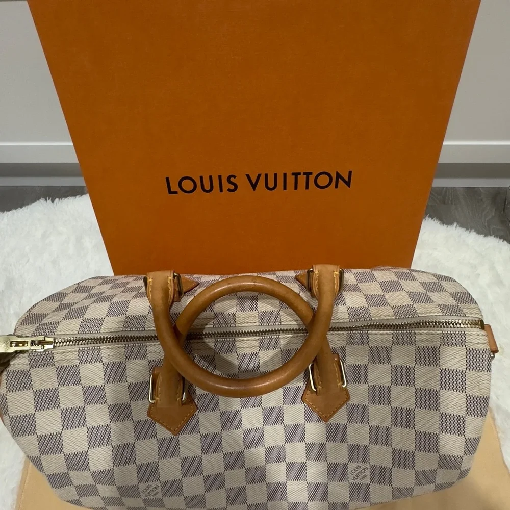Louis Vuitton Damier Azur Satchel - Cream and Tan 35 - Picture 2 of 16
